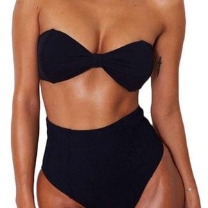 Black Cheeky Bandeau Two Piece Swimsuit M